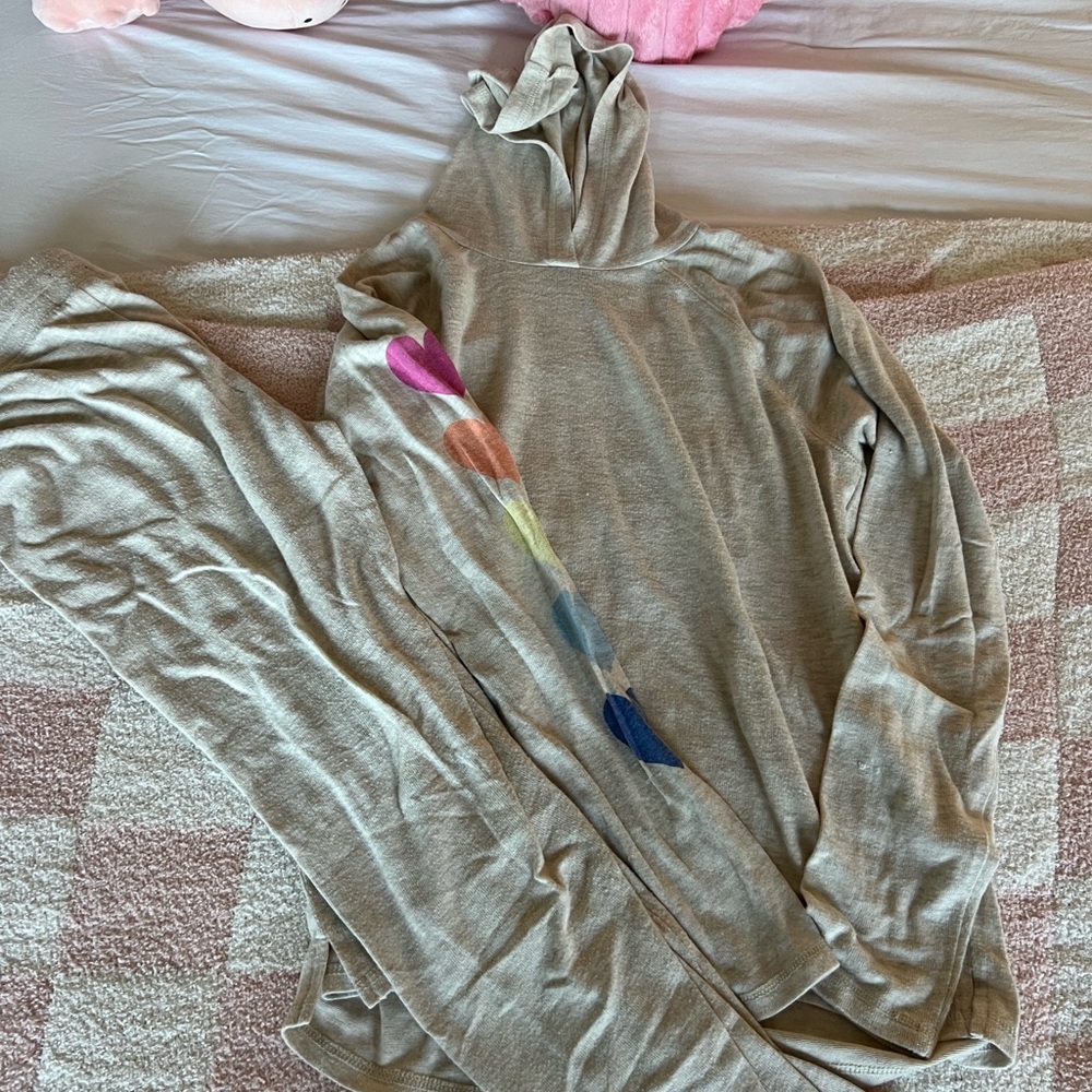 Women's Beige Hoodie Sweater with Colorful Accents